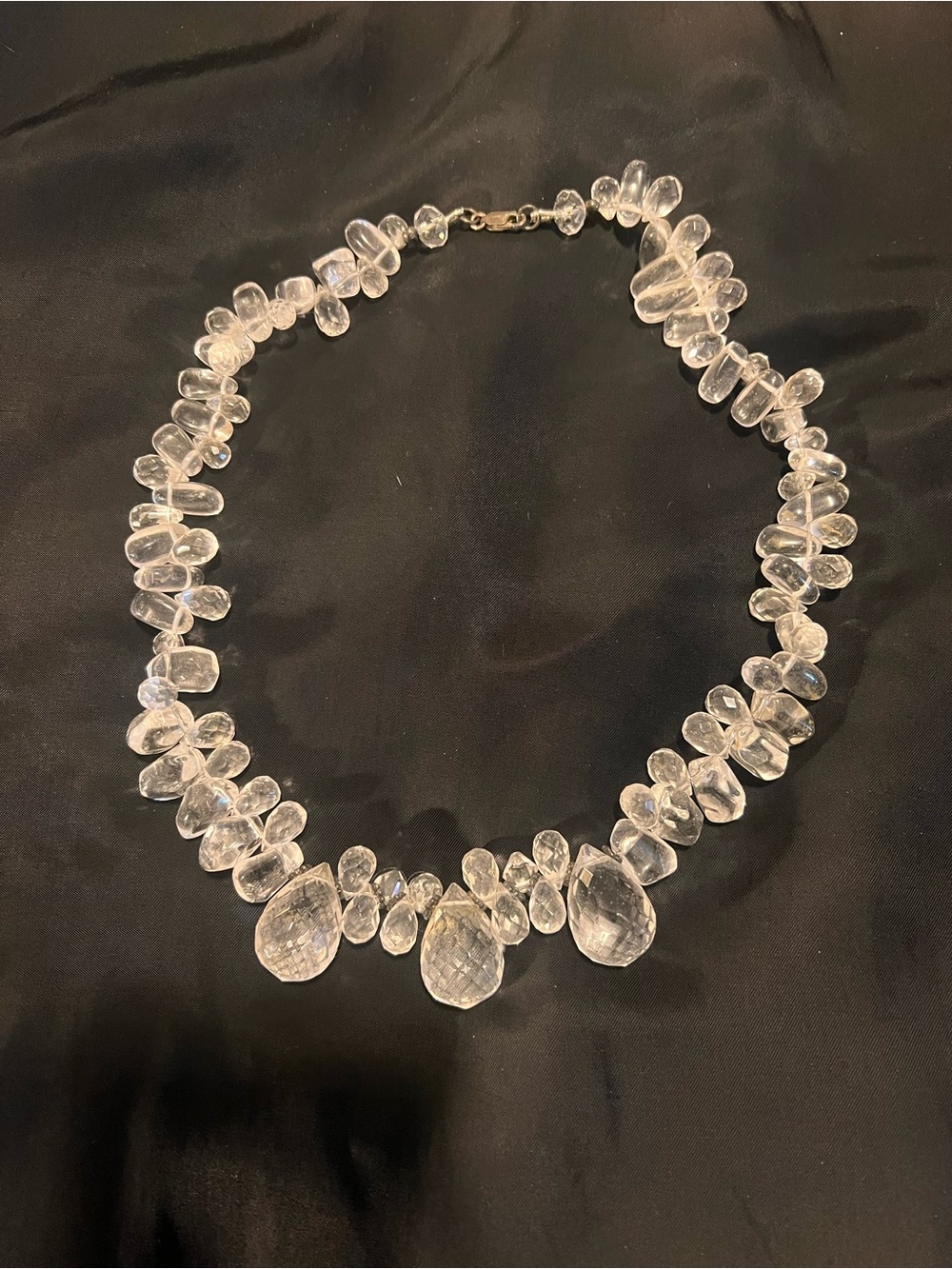 Clear Crystal Teardrop Statement Necklace